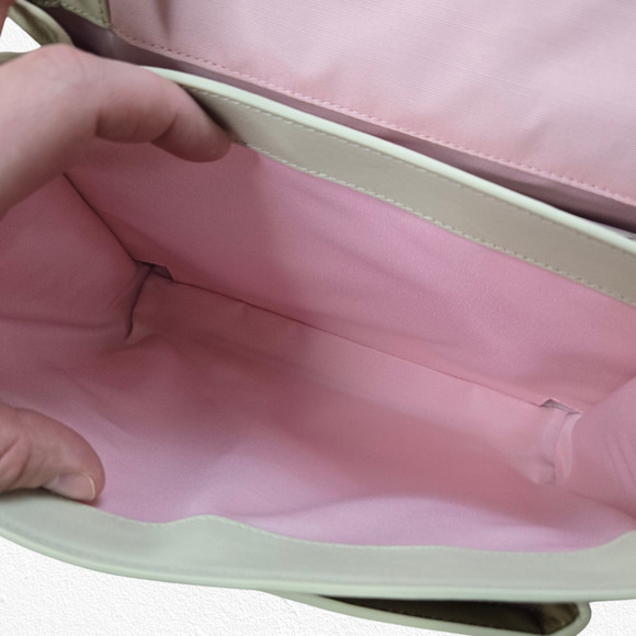 LUANA Beige White Gold Hardware Adjustable Strap Italy Leather Crossbody Bag - Picture 12 of 16